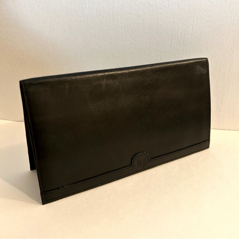 VTG Emanuel Ungaro Paris Slim Long Black Leather Wallet Bifold EUC - Picture 7 of 8